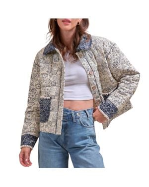 ..,merci Bandana Print Quilted Jacket - Gray