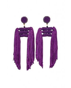 Hello Edie Lauren Beaded Tassel Earrings - Purple