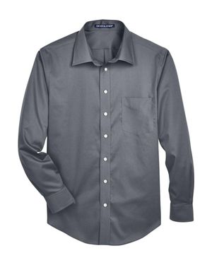 Devon & Jones Crown Collection Solid Stretch Twill Woven Dress Shirt - Gray