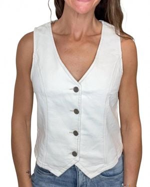 Risen Valerie Cropped Denim Vest - White