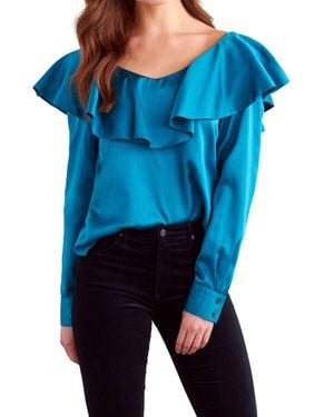 Finley Angel Top-Ruffle Shoulder - Blue