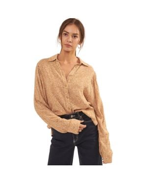 TRUEDAMES Collared Neckline Floral-Print Shirt - Brown
