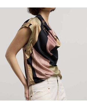 Summum Waterfall Neck Top - Multicolor