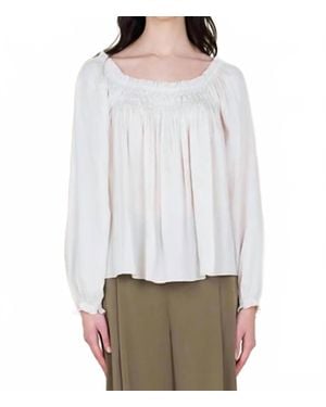 GRADE & GATHER Hand Smocking Detail Top - White