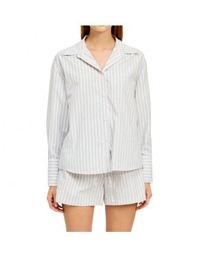 En Saison Haisley Stripe Fitted Shirt - White