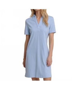 Southern Tide Demi Solid Short Sleeve Polo Dress - Blue