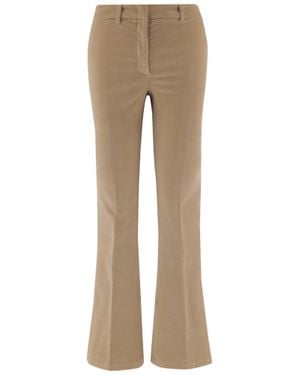 Ql2 Flared Pants With Smooth Cotton Velvet Finish - Natural
