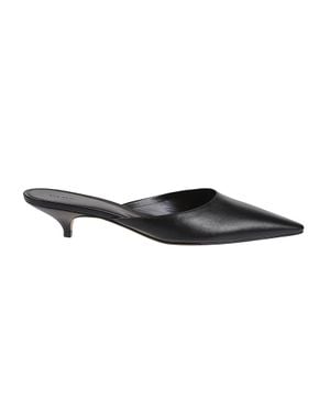 The Row Liisa Kitten Leather Kitten Mules - Black