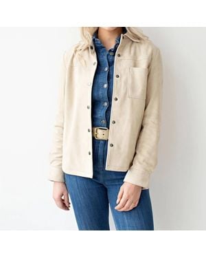 Amsterdam Heritage Dakota Suede Shirt Jacket - White