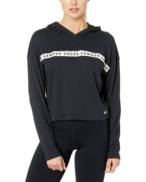 Under Armour Activewear Logo Taped Cropped Hoodie - Black