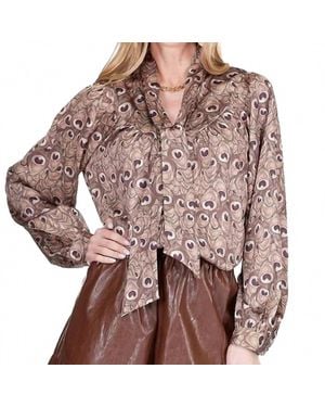 J joy Peacock Print Blouse - Brown