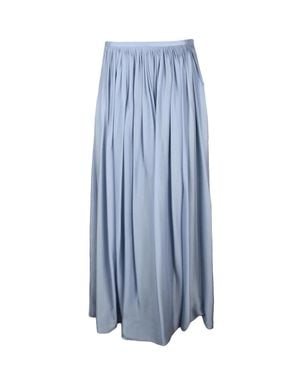 Giorgio Armani Light Gathered Fluid Silk Maxi Skirt - Blue