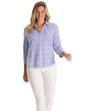 Duffield Lane Basketweave Button-Down Shirt - Blue