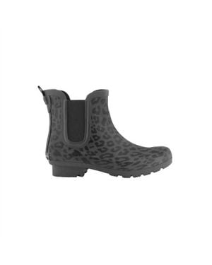Roma Chelsea Leopard Print Rain Boot - Black