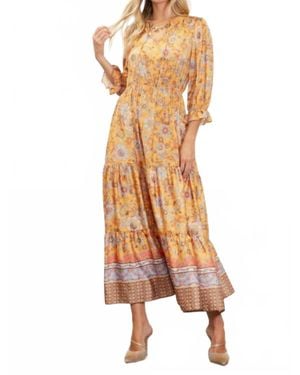 Skies Are Blue 70S Sunny Satin Maxi Dress - Natural