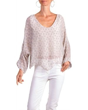 Gigi Moda Daisy Print Isabetta Scoop Neck Top - Natural