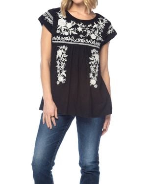 Tolani Anice Cap Sleeve Blouse - Black