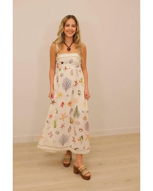 Blu Pepper Sealife Printed Sleeveless Midi Dress - Natural
