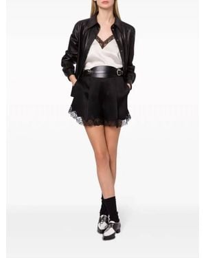 Alberta Ferretti Nappa Leather Gloss Shirt Jacket - Black