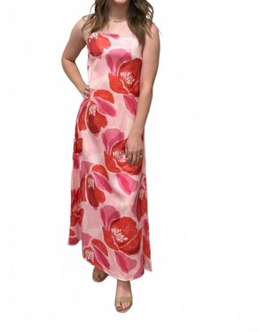 Shop Sevenday Floral Print Strap Linen Maxi Dress - Red