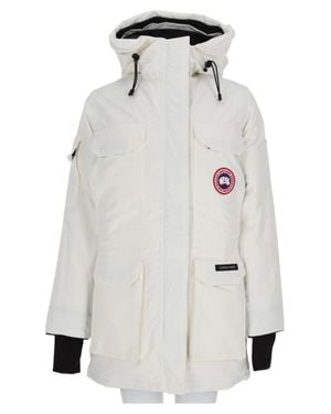 Canada Goose Hooded Flap Pocket Padded Jacket - White