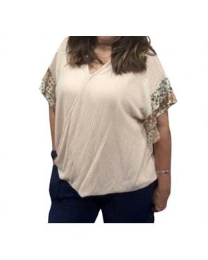 Umgee Wrap Style Tee Top - Natural