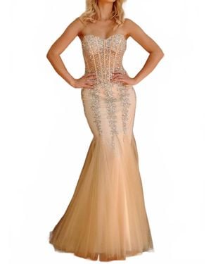 Jovani Strapless Sweetheart Bustier Gown - Brown