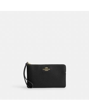 COACH Large Corner Zip Wristlet - Black