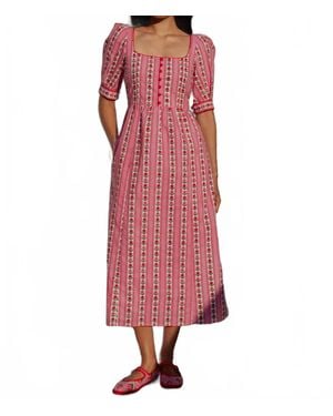 Pink City Prints Sierra Midi Dress - Red