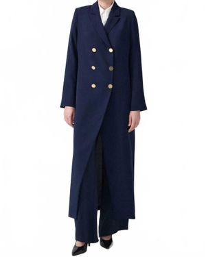 Touché Privé Long Crepe Trench Coat - Blue