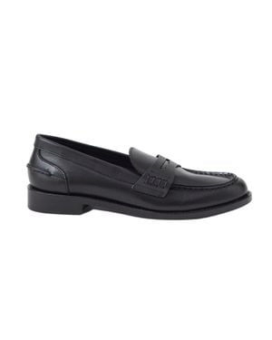 Closed Almond Toe Low Block Heel Loafers - Blue