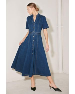 TRUEDAMES Saturn Street Denim Midi Dress - Blue