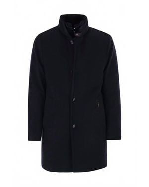 Moorer Bond Button-Fastening Coat - Blue