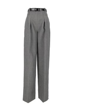 Elisabetta Franchi High-Waisted Pleated Tailored Formal Pants - Gray