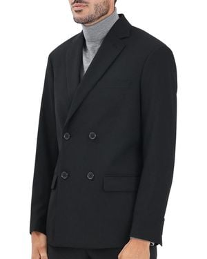 ARMANI EXCHANGE Double-Breasted Wool-Blend Blazer - Blue