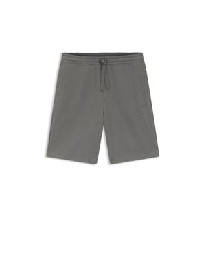HUGO Cotton-Terry Shorts With Logo Print - Gray