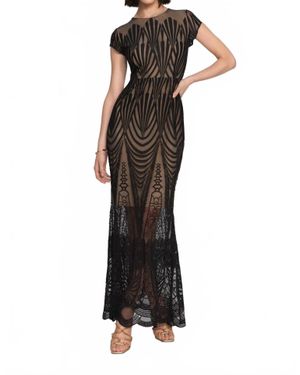 Joseph Ribkoff Sheer Lace Floor-Length Maxi Dress - Black