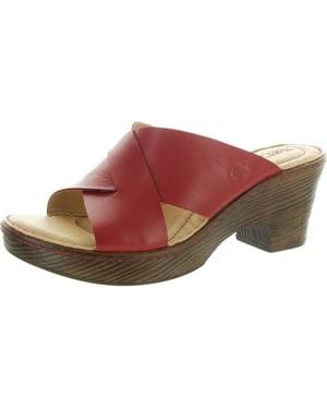 Born Criss-Cross Leather Heels - Red