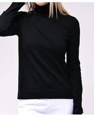 Minnie Rose Cotton Cashmere Long Sleeve Turtleneck - Black