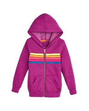 Aviator Nation Five Stripe Zip Up Hoodie - Purple