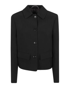 Ermanno Scervino Cropped Single-Breasted Jacket With Classic Collar And Flap Pockets - Black