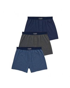 Chaps Knit Boxer Three Pack Set - Blue