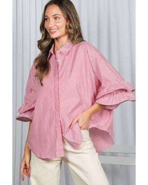 Vine & Love High Low Striped Top - Pink