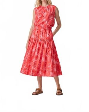 Lilla P Poplin Yoke Midi Skirt - Red