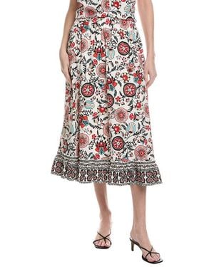 Tahari Tiered Midi Skirt - White