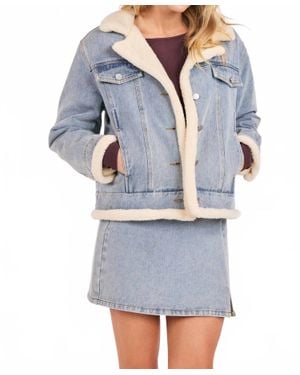 Sadie & Sage Metropolis Denim Jacket With Faux Shearing - Blue