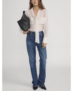 FRAME Modern Tie Polka Dot Blouse - Blue
