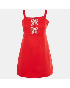 Self-Portrait Crepe Bow Mini Dress - Red