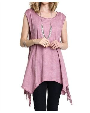 Umgee Fringe Sharkbite Tunic - Pink