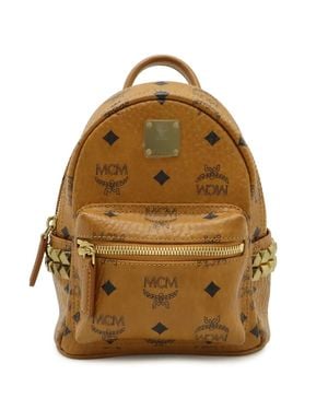 MCM Stark Visetos Extra Mini Backpack Pvc Leather Cognac - Brown